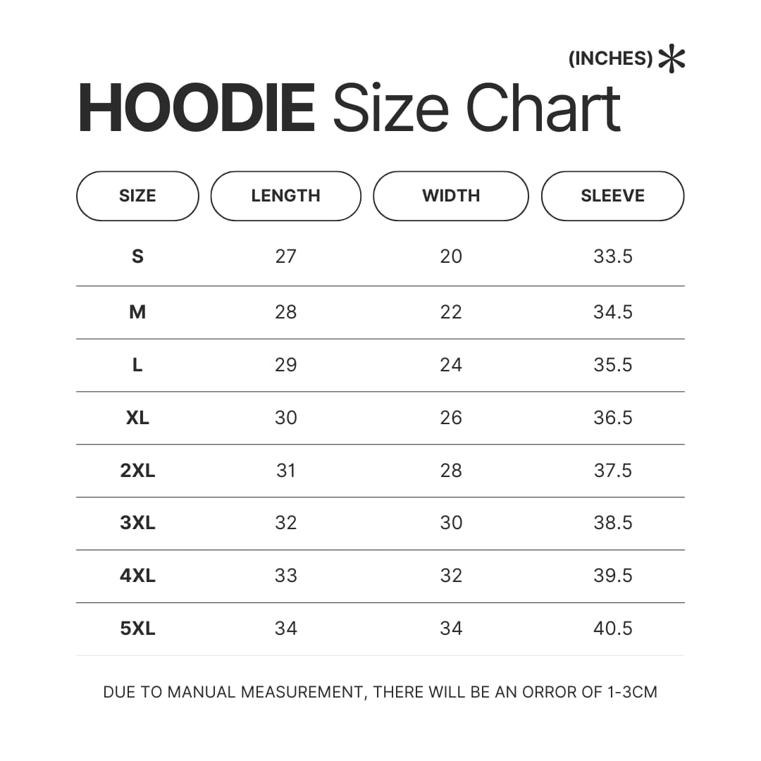 Hoodie Size Chart - MGK UK Shop