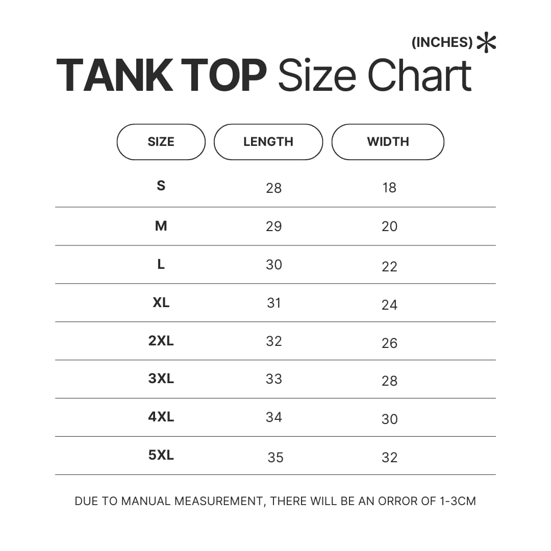 Tank Top Size Chart - MGK UK Shop