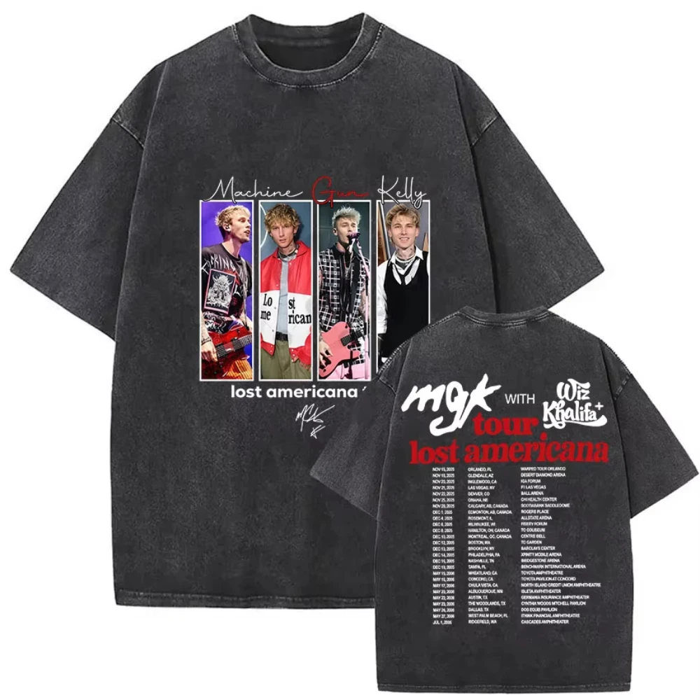 Red Text Rapper MGK Mineral Wash T-shirt