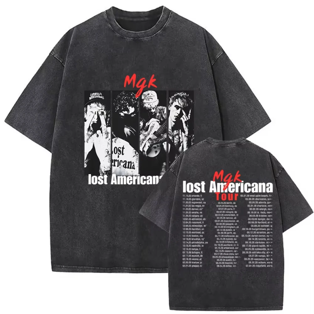 Black White Dessign Rapper MGK Mineral Wash T-shirt