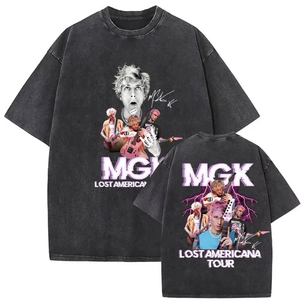 New Design Tour Lost Americana Rapper MGK Mineral Wash T-shirt