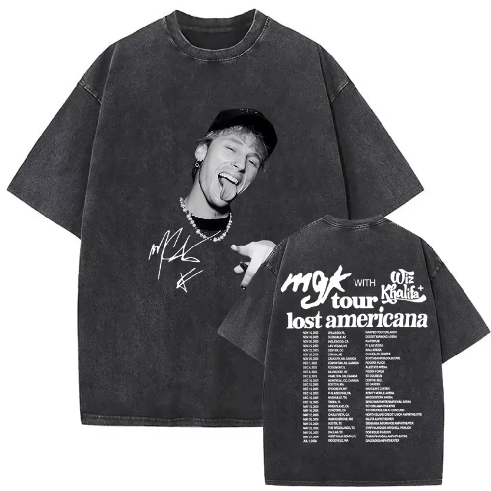 mgl wwith Wiz Khalifa lost americana tour Rapper MGK Mineral Wash T-shirt