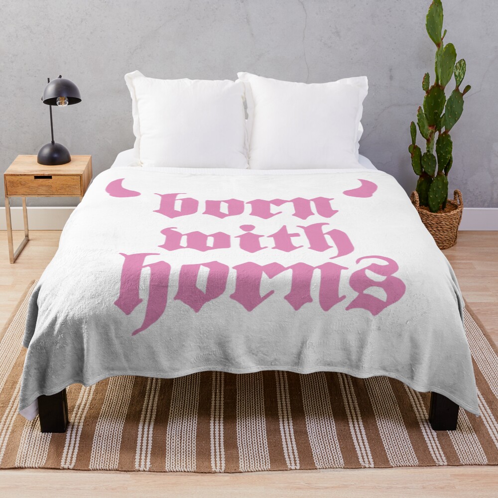 Machine Gun Kelly Mgk Born With Horns Throw Blanket