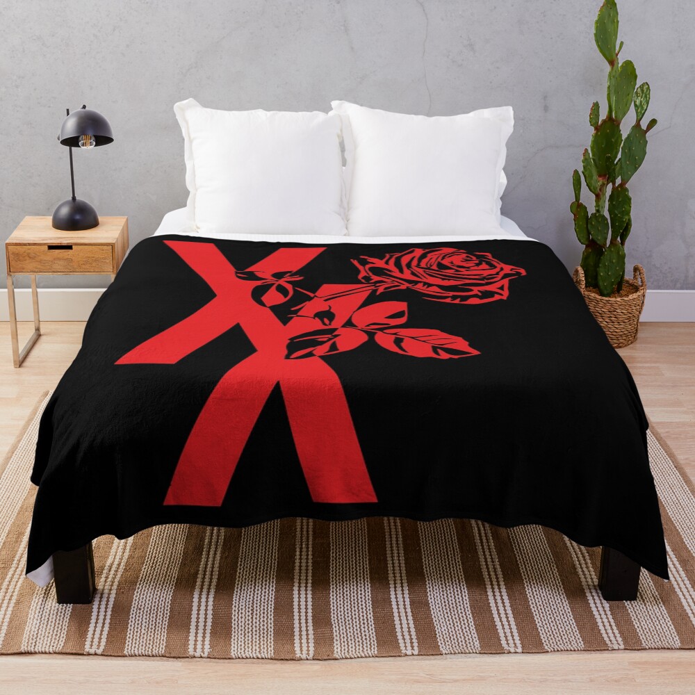 Mgk Xx Red Roise Flower Throw Blanket