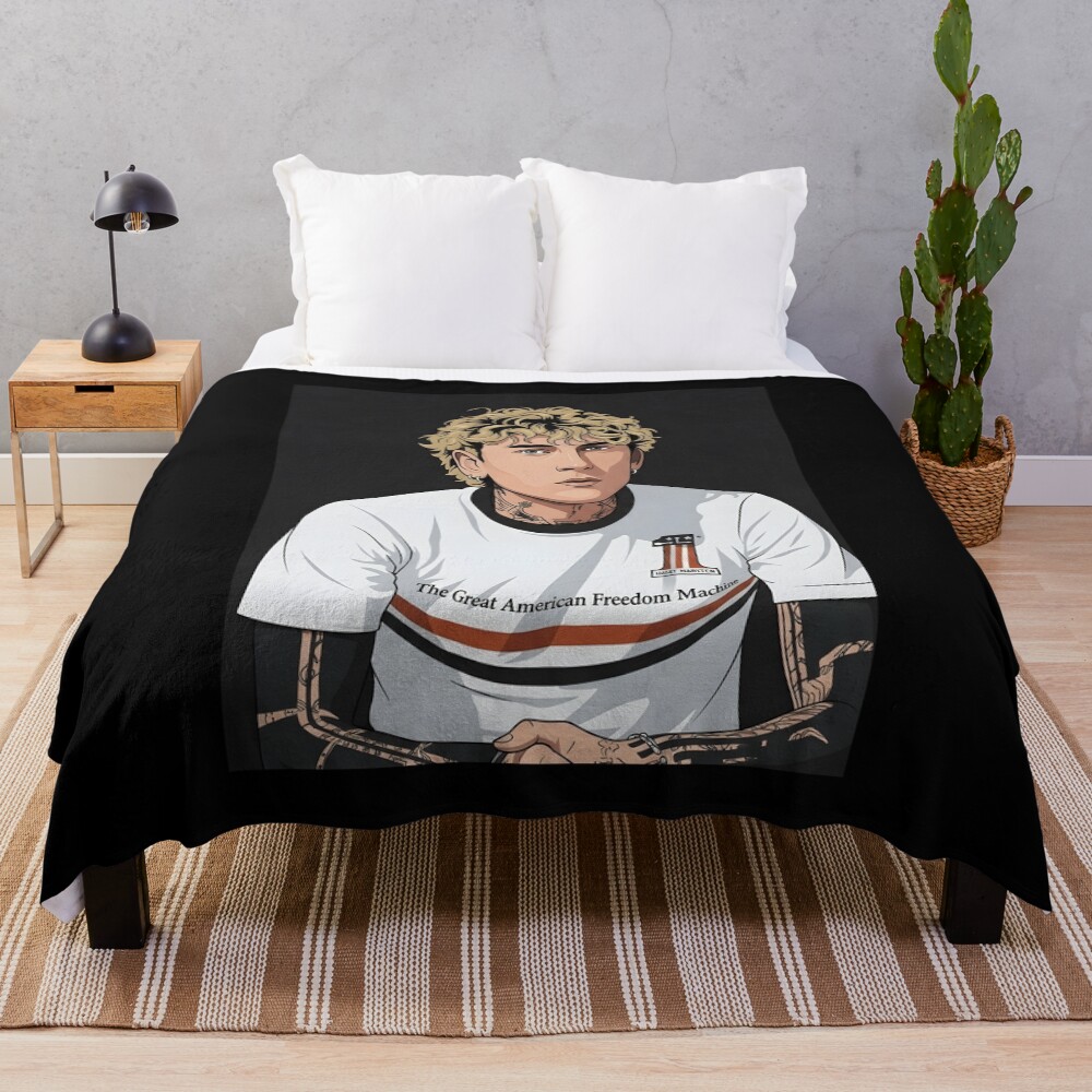 Mgk Vector Illustration Blonde Hair Throw Blanket
