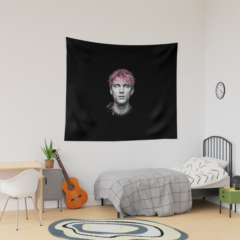 Mgk Pink Hair All-white Eyes Tapestry